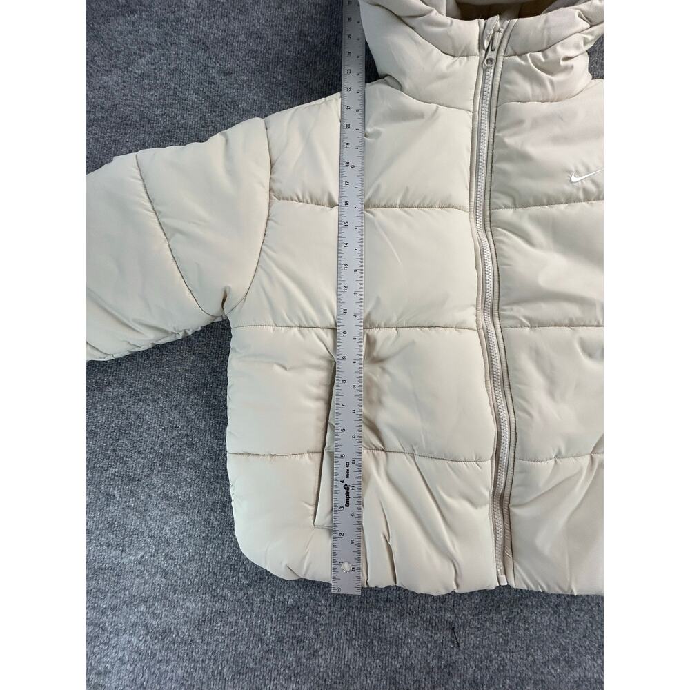 Nike Therma-FIT Hooded Puffer Jacket Women's L Ivory Cream Full Zip Winter Coat - Picture 5 of 7